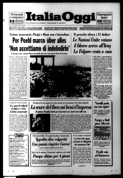 Italia oggi : quotidiano di economia finanza e politica